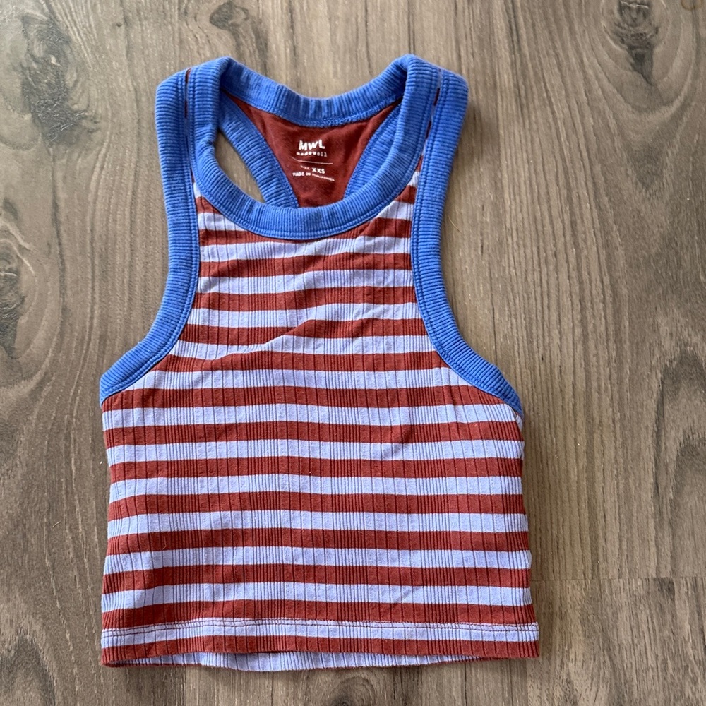 Madewell xxs Striped Red and Blue Tank Top with built in shelf bra